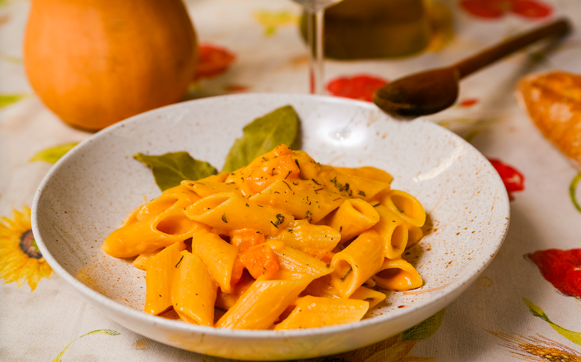 Un plato de pasta con calabaza JODO: Cedida
